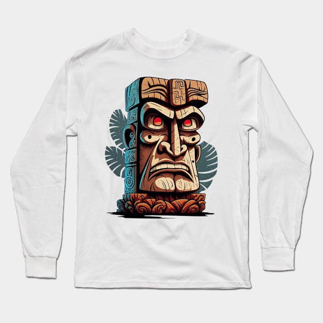 Polynesian Tiki Bar Caricature Long Sleeve T-Shirt by aaladorn